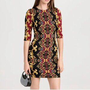Alice + Olivia Delora Fitted Mini Dress Size 8 Regal Romance Bordeaux NWT